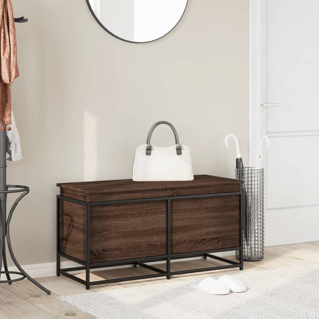 Boîte de rangement avec couvercle aspect chêne 100x40x51,5 cm