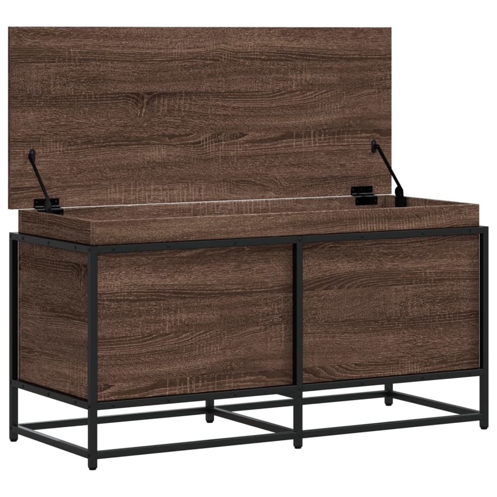 Boîte de rangement avec couvercle aspect chêne 100x40x51,5 cm