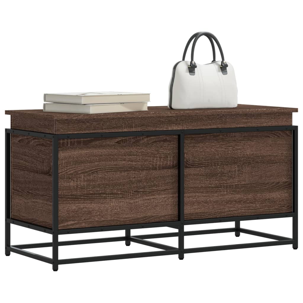 Boîte de rangement avec couvercle aspect chêne 100x40x51,5 cm