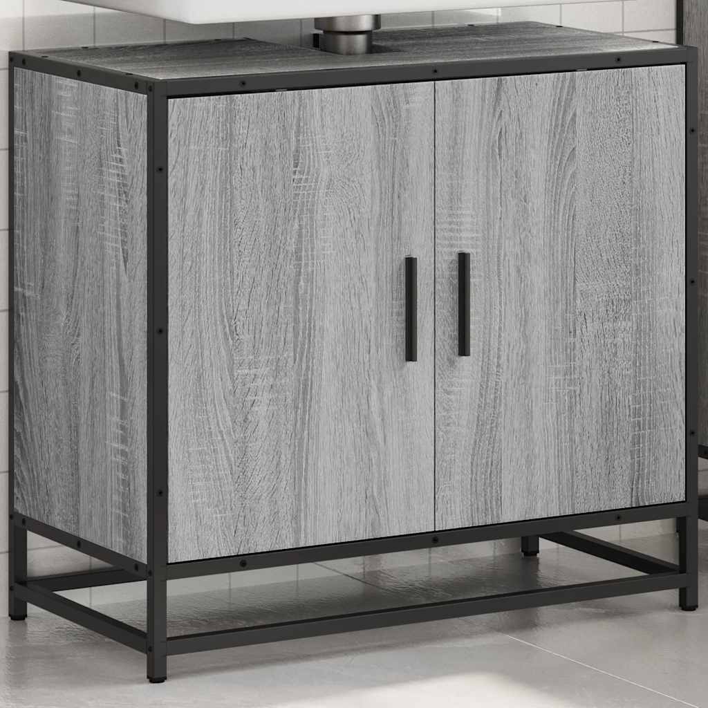 Waschbeckenunterschrank Grau Sonoma 65x33x60 cm Holzwerkstoff