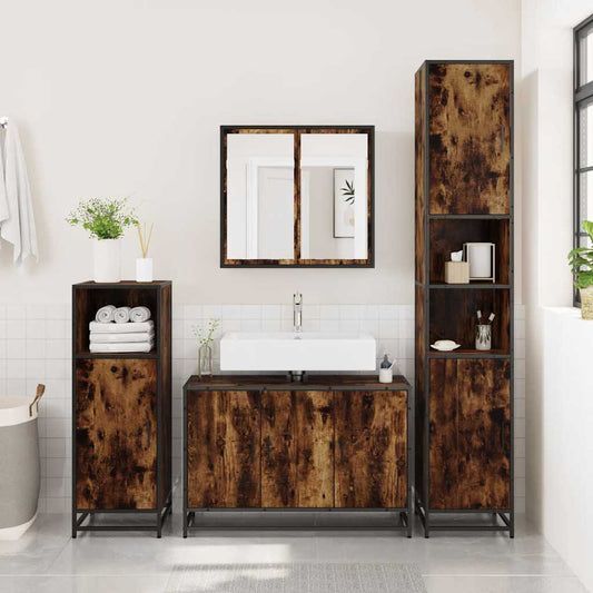 Waschbeckenunterschrank Räuchereiche 90x33x60 cm Holzwerkstoff