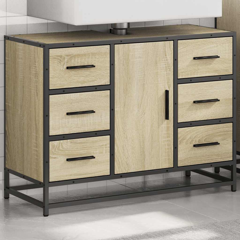 Waschbeckenunterschrank Sonoma-Eiche 80x33x60 cm Holzwerkstoff