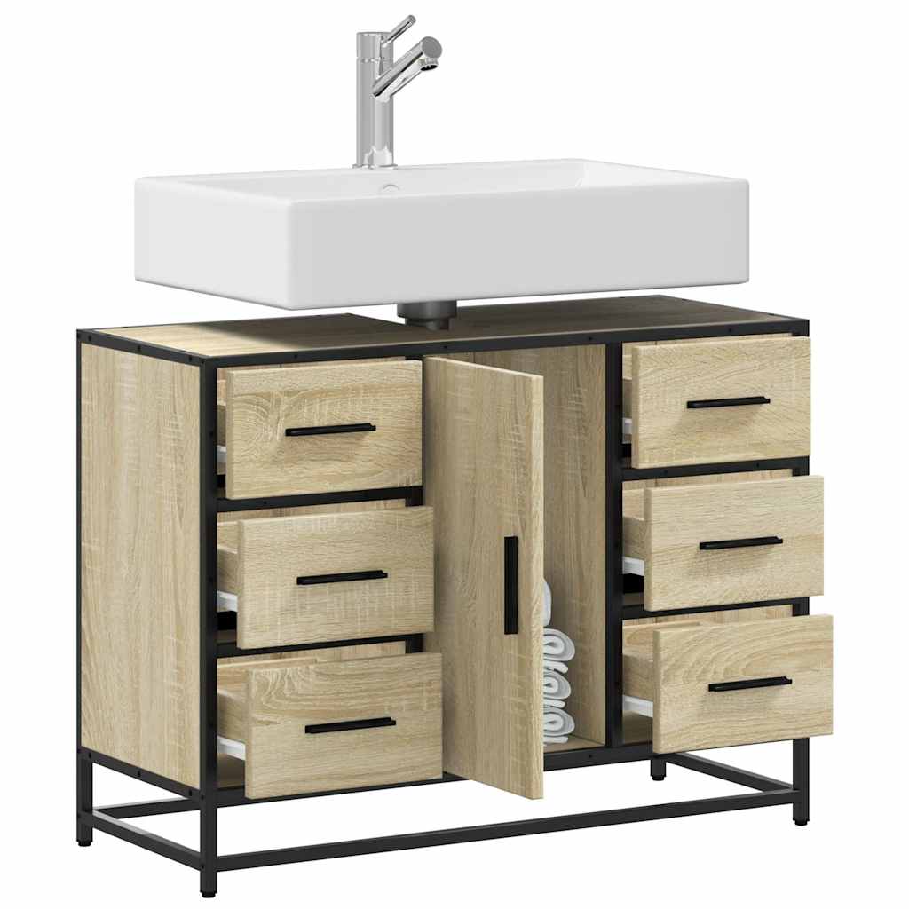 Waschbeckenunterschrank Sonoma-Eiche 80x33x60 cm Holzwerkstoff
