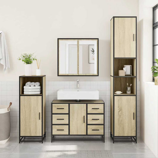 Waschbeckenunterschrank Sonoma-Eiche 80x33x60 cm Holzwerkstoff