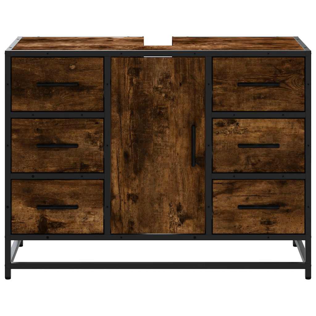 Waschbeckenunterschrank Räuchereiche 80x33x60 cm Holzwerkstoff