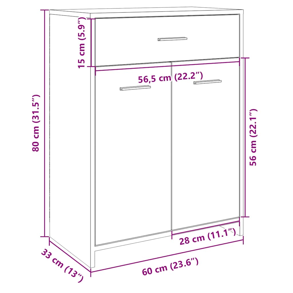 Badezimmerschrank Sonoma-Eiche 60x33x80 cm Holzwerkstoff