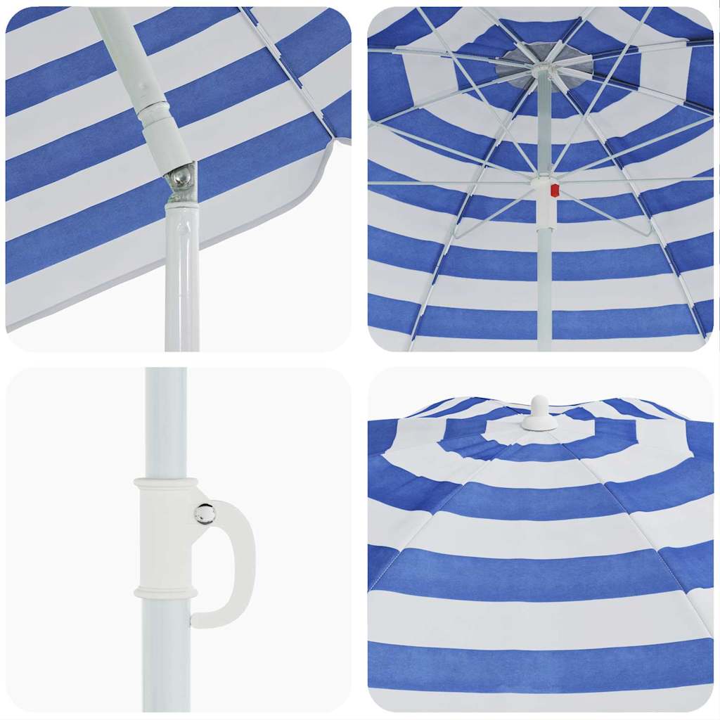 Strandparasol Blau und Weiß 263 x 263 x 272 cm