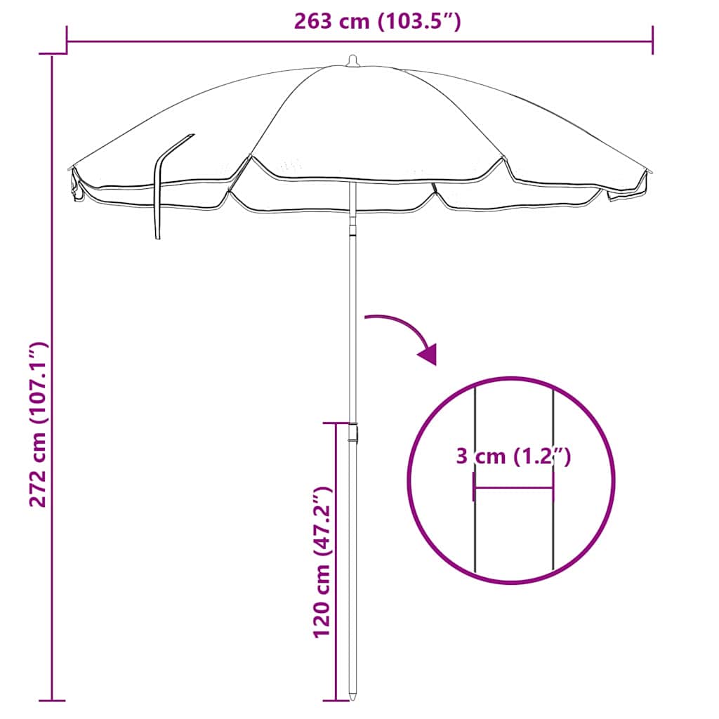 Strandparasol Blau und Weiß 263 x 263 x 272 cm