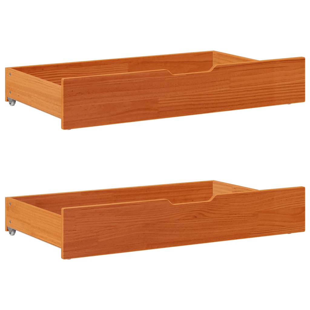 Tiroirs de lit 2 pces Brun ciré 95x55x17 cm Pin massif