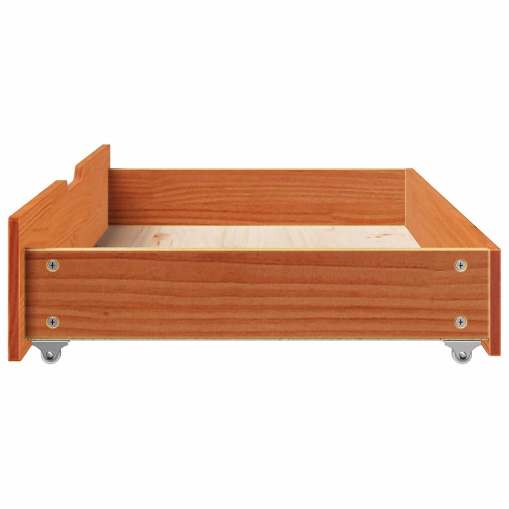 Tiroirs de lit 2 pces Brun ciré 95x55x17 cm Pin massif