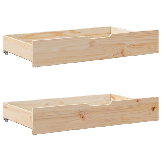Underbed drawers with wheels 2 pcs. 90x55x17 cm Solid pine wood
