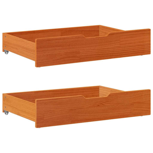 Under-bed drawers 2 pcs. Waxed brown 85x55x17 cm solid pine