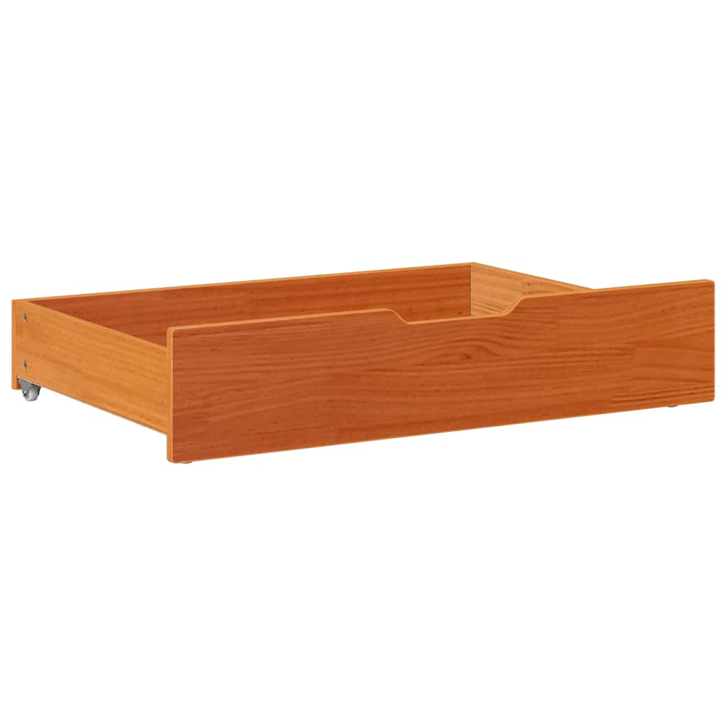 Under-bed drawers 2 pcs. Waxed brown 85x55x17 cm solid pine