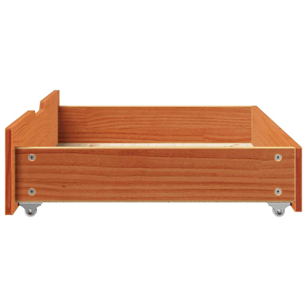 Under-bed drawers 2 pcs. Waxed brown 85x55x17 cm solid pine