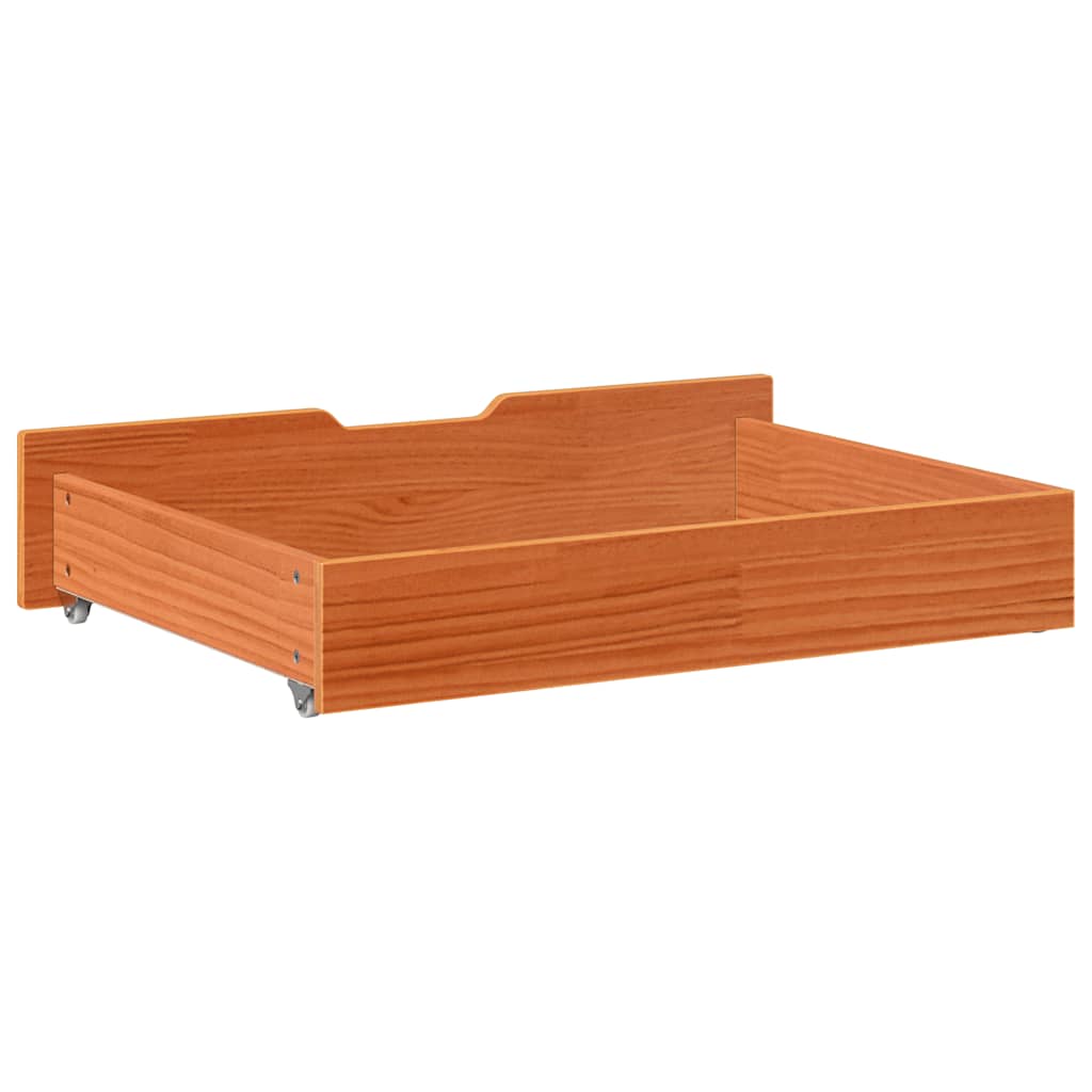 Under-bed drawers 2 pcs. Waxed brown 85x55x17 cm solid pine