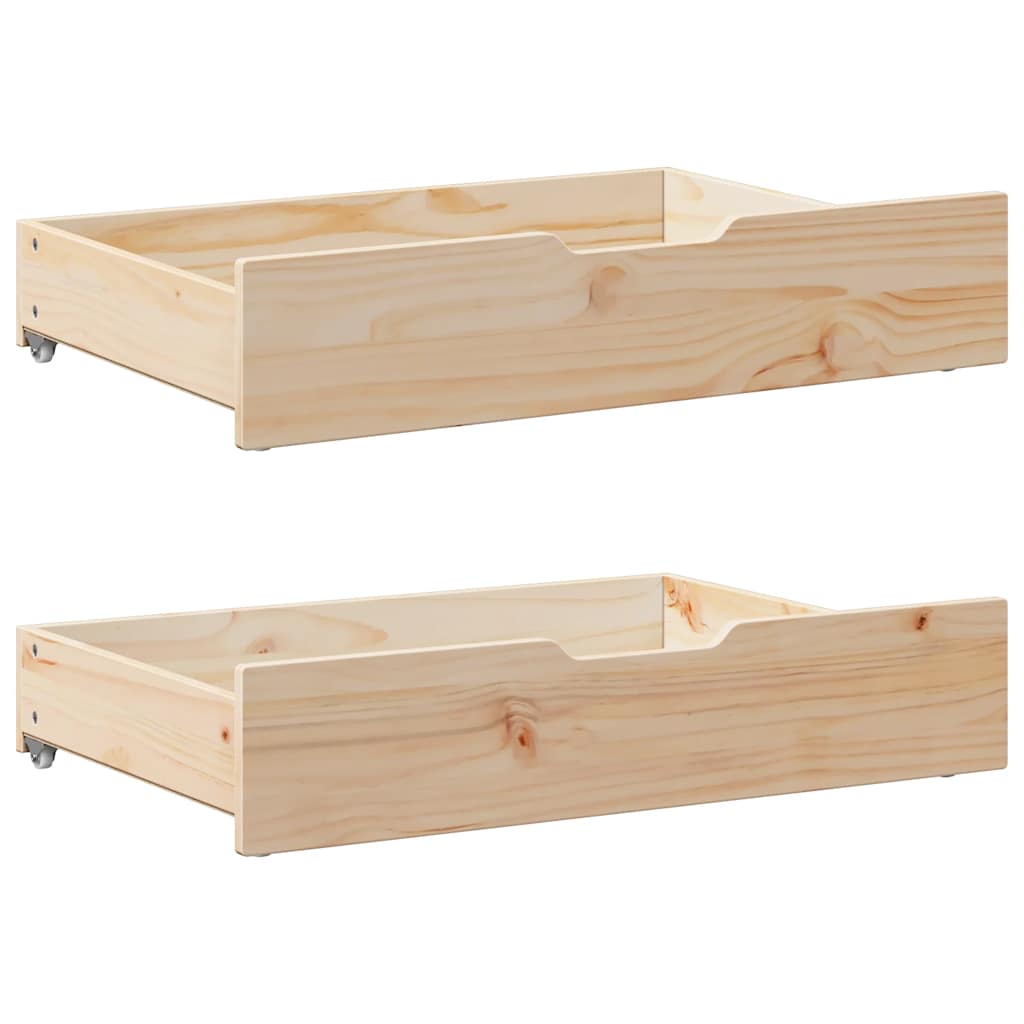 Tiroirs de lit avec roulettes 2 pcs 80x55x17 cm Pin massif