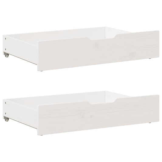 Bed Drawers 2 pcs. White 80x55x17 cm Solid Pine