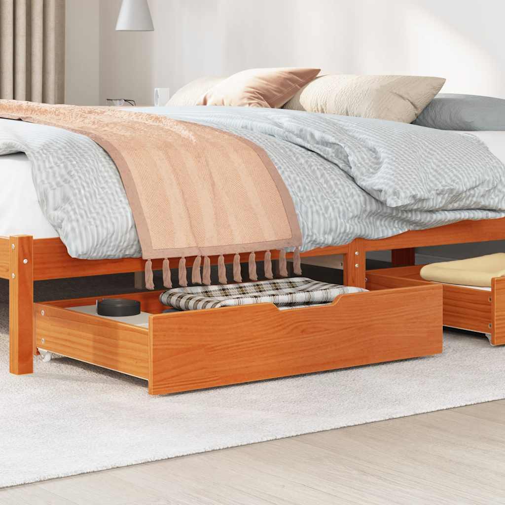 Under-bed Drawers 2 pcs. Wax Brown 80x55x17 cm Solid Pine