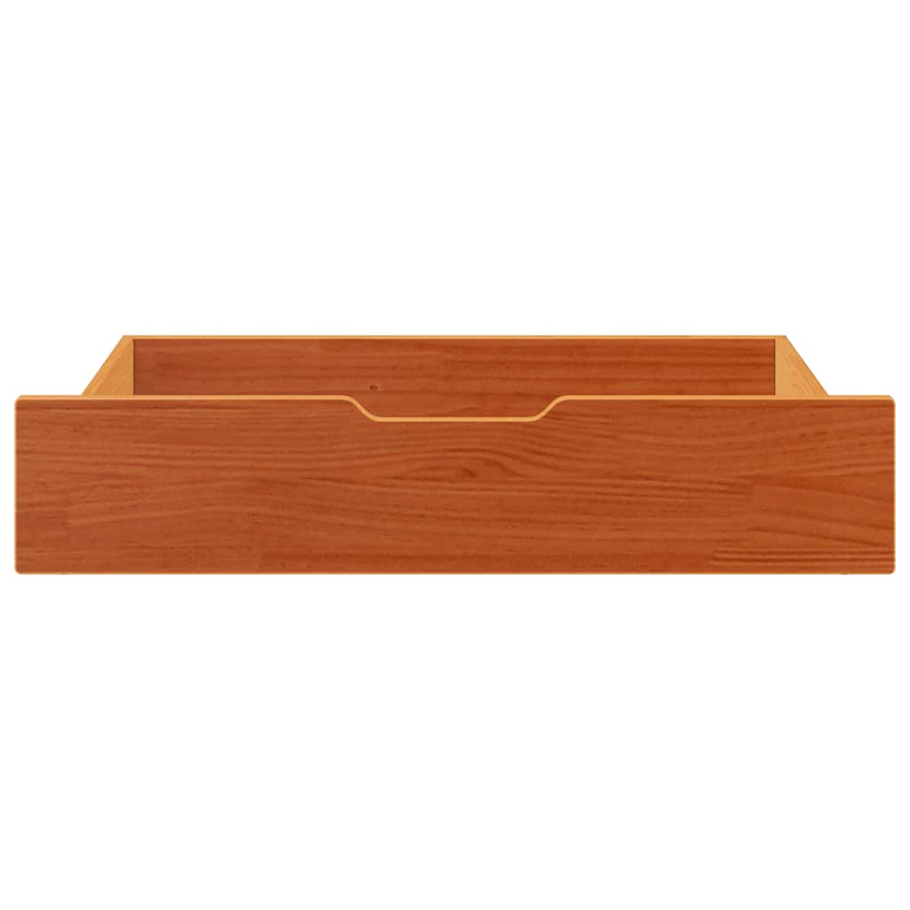 Under-bed Drawers 2 pcs. Wax Brown 80x55x17 cm Solid Pine