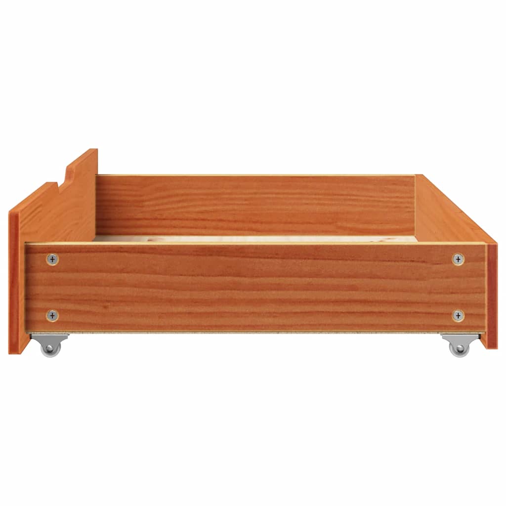 Under-bed Drawers 2 pcs. Wax Brown 80x55x17 cm Solid Pine