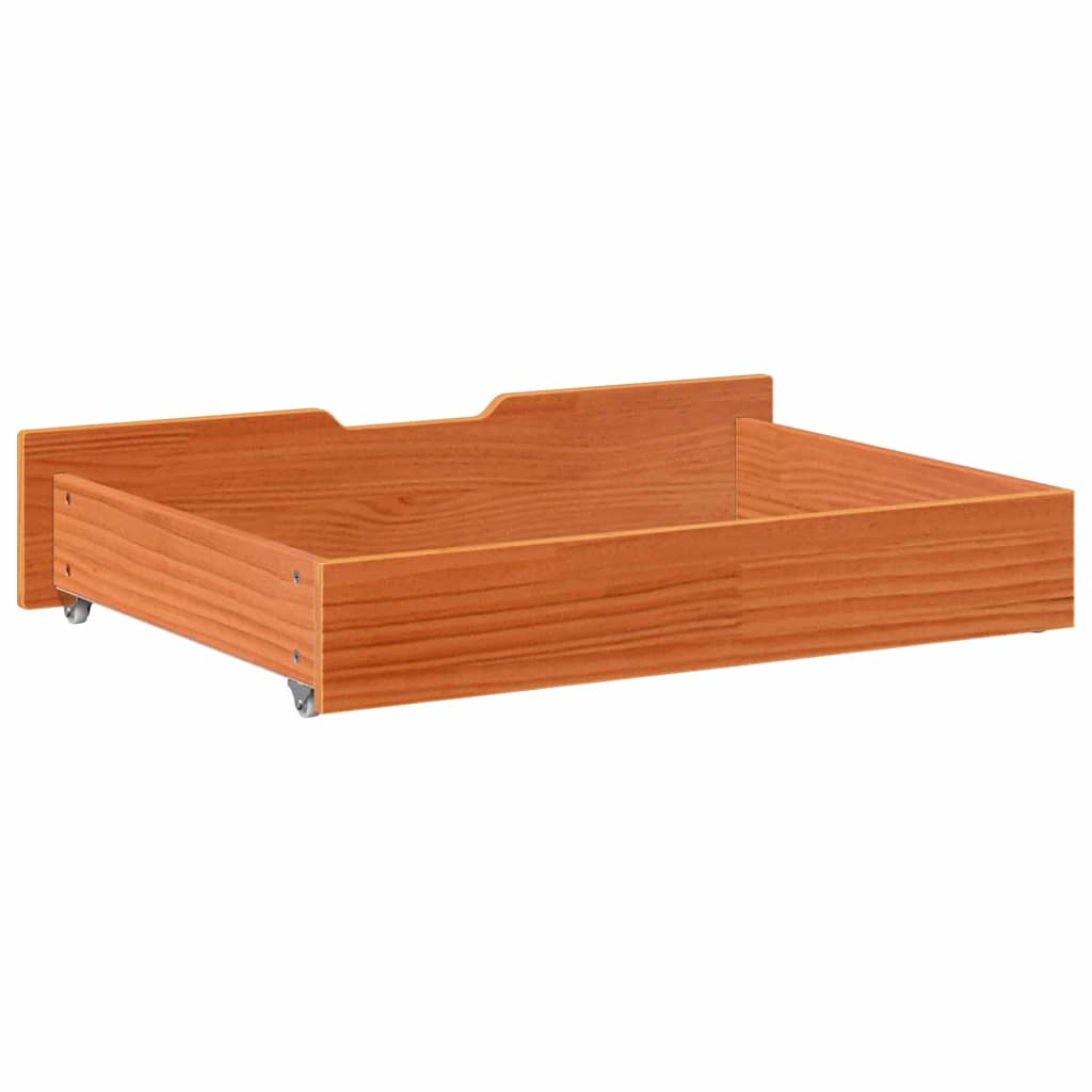 Under-bed Drawers 2 pcs. Wax Brown 80x55x17 cm Solid Pine