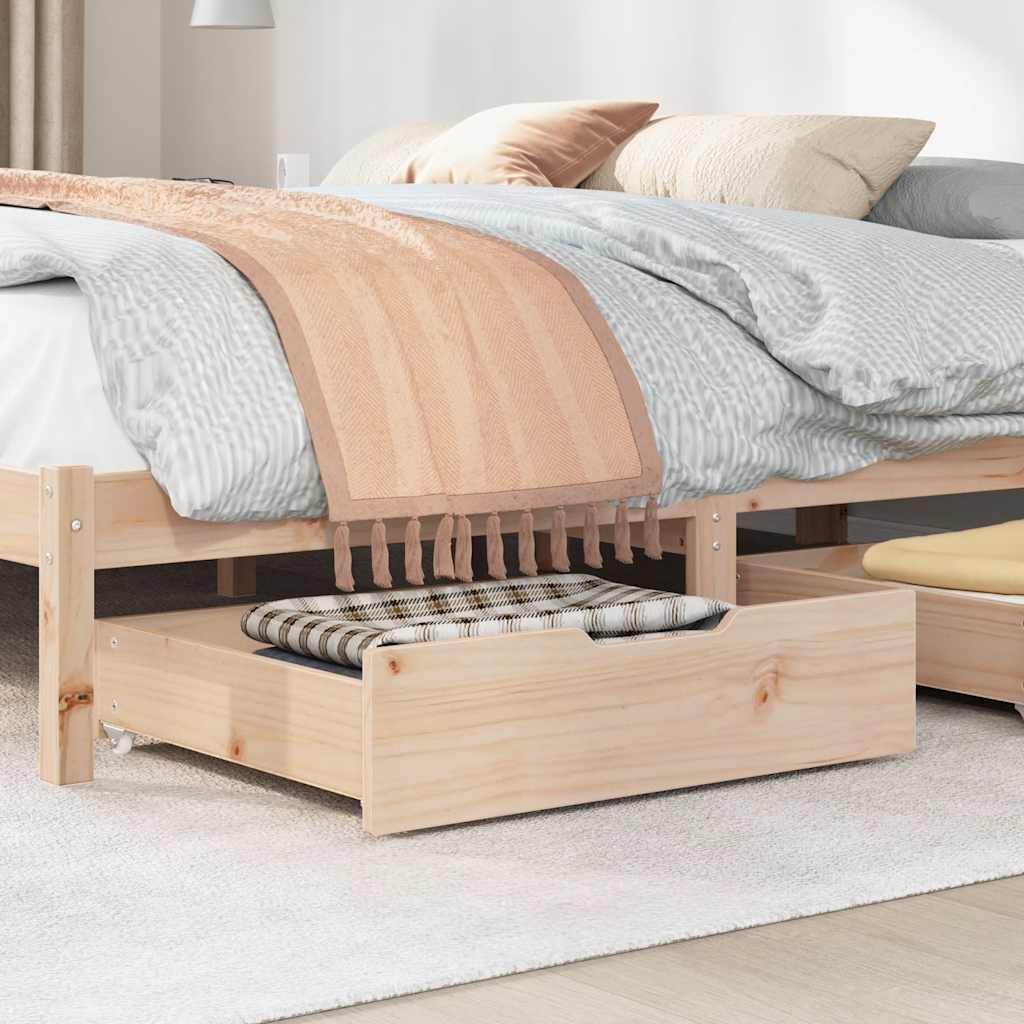 Under-bed drawers with castors, 2 pcs. 75x55x17 cm solid pine