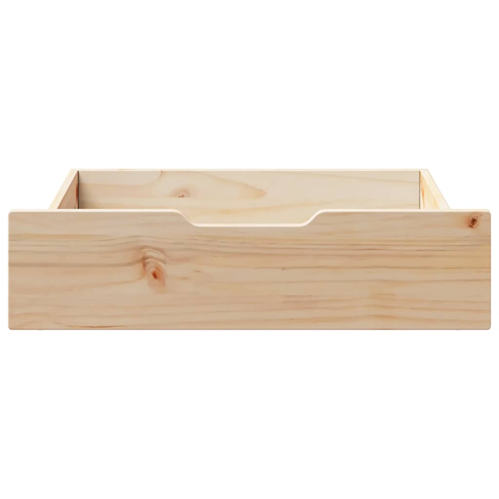 Under-bed drawers with castors, 2 pcs. 75x55x17 cm solid pine