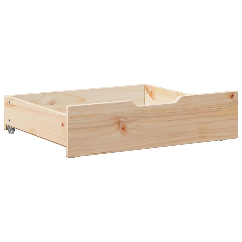Under-bed drawers with castors, 2 pcs. 75x55x17 cm solid pine