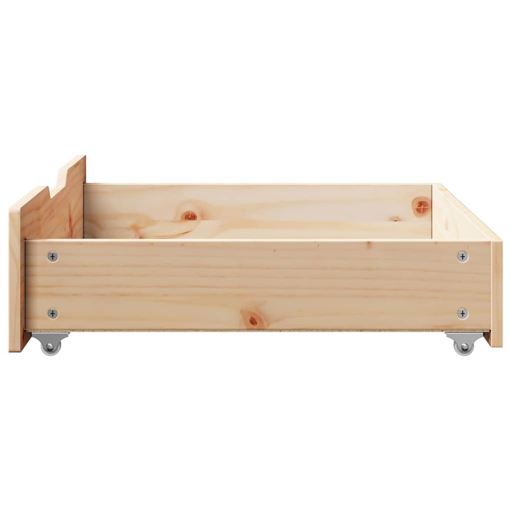 Under-bed drawers with castors, 2 pcs. 75x55x17 cm solid pine