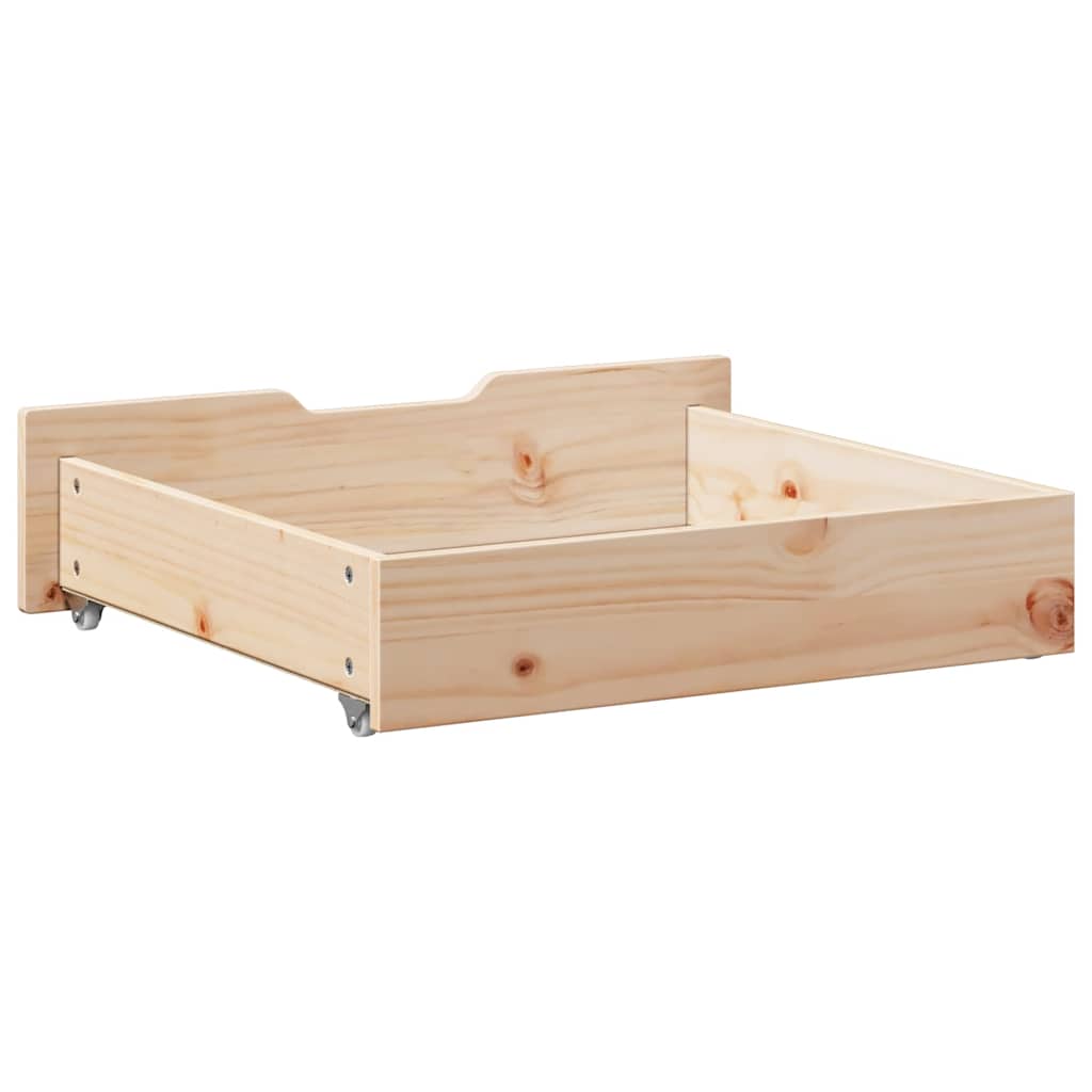 Under-bed drawers with castors, 2 pcs. 75x55x17 cm solid pine
