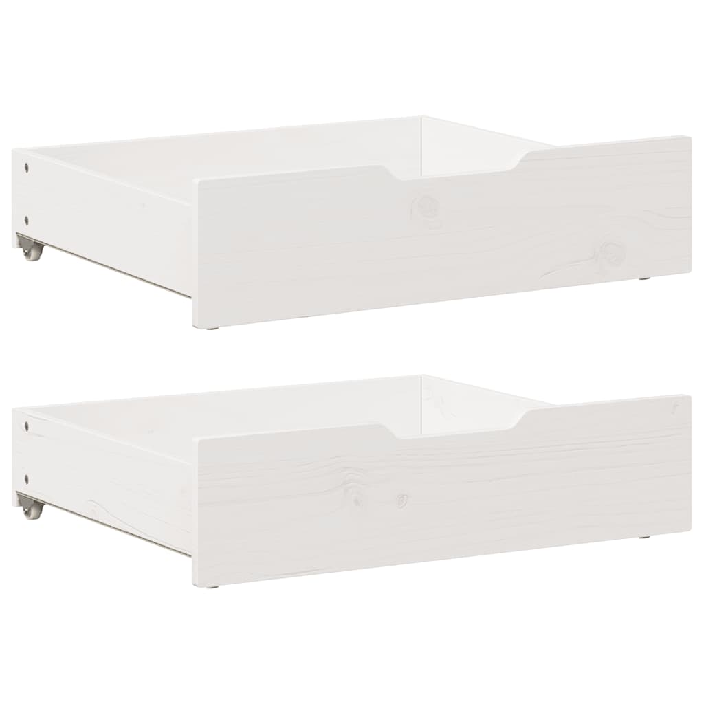 Bed Drawers 2 pcs White 75x55x17 cm Solid Pine Wood