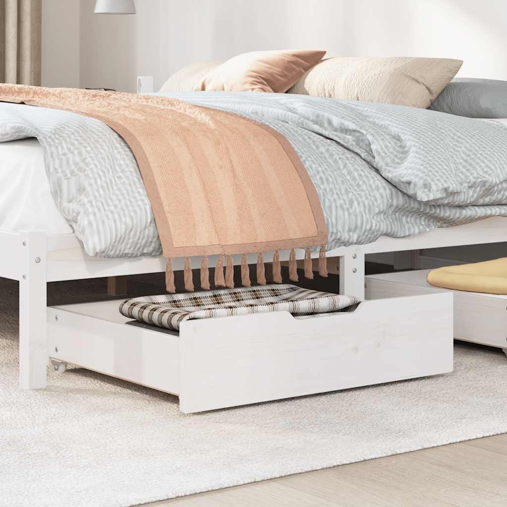Bed Drawers 2 pcs White 75x55x17 cm Solid Pine Wood
