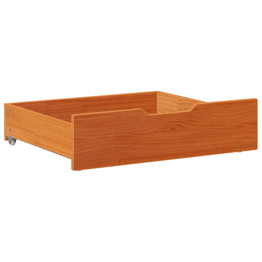Bettschubladen 2 Stk. Wachsbraun 75x55x17 cm Massivholz Kiefer