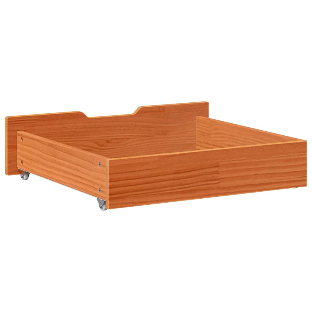 Bettschubladen 2 Stk. Wachsbraun 75x55x17 cm Massivholz Kiefer