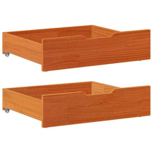 Bed Drawers 2 pcs. Wax Brown 65x55x17 cm Solid Pine