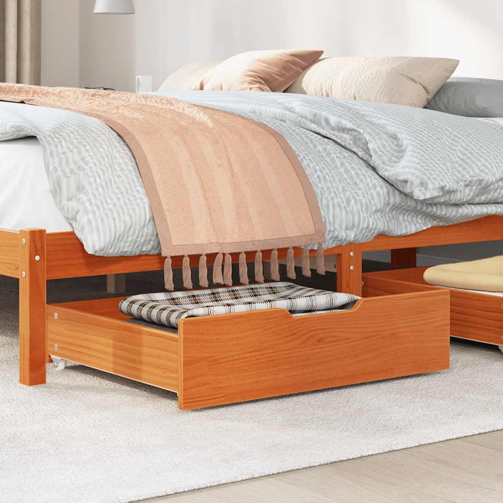 Bed Drawers 2 pcs. Wax Brown 65x55x17 cm Solid Pine