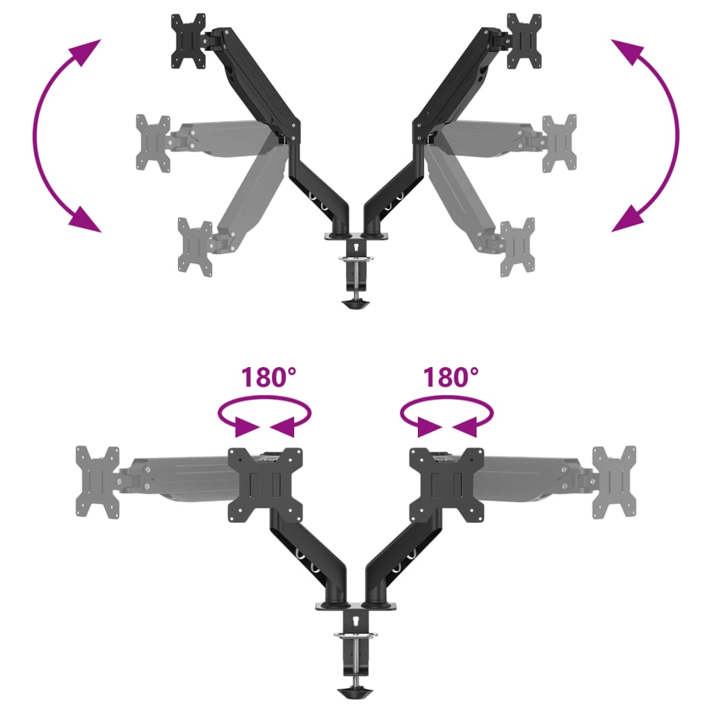 Dual Monitor Arm for Max 27 Inch Gas Spring 20 kg
