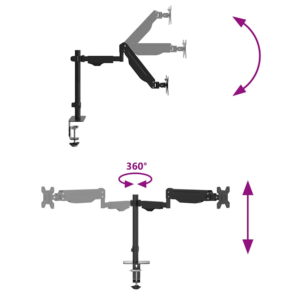 Bras de support de moniteur simple pour écran 27 pouces max, ressort à gaz 10 kg