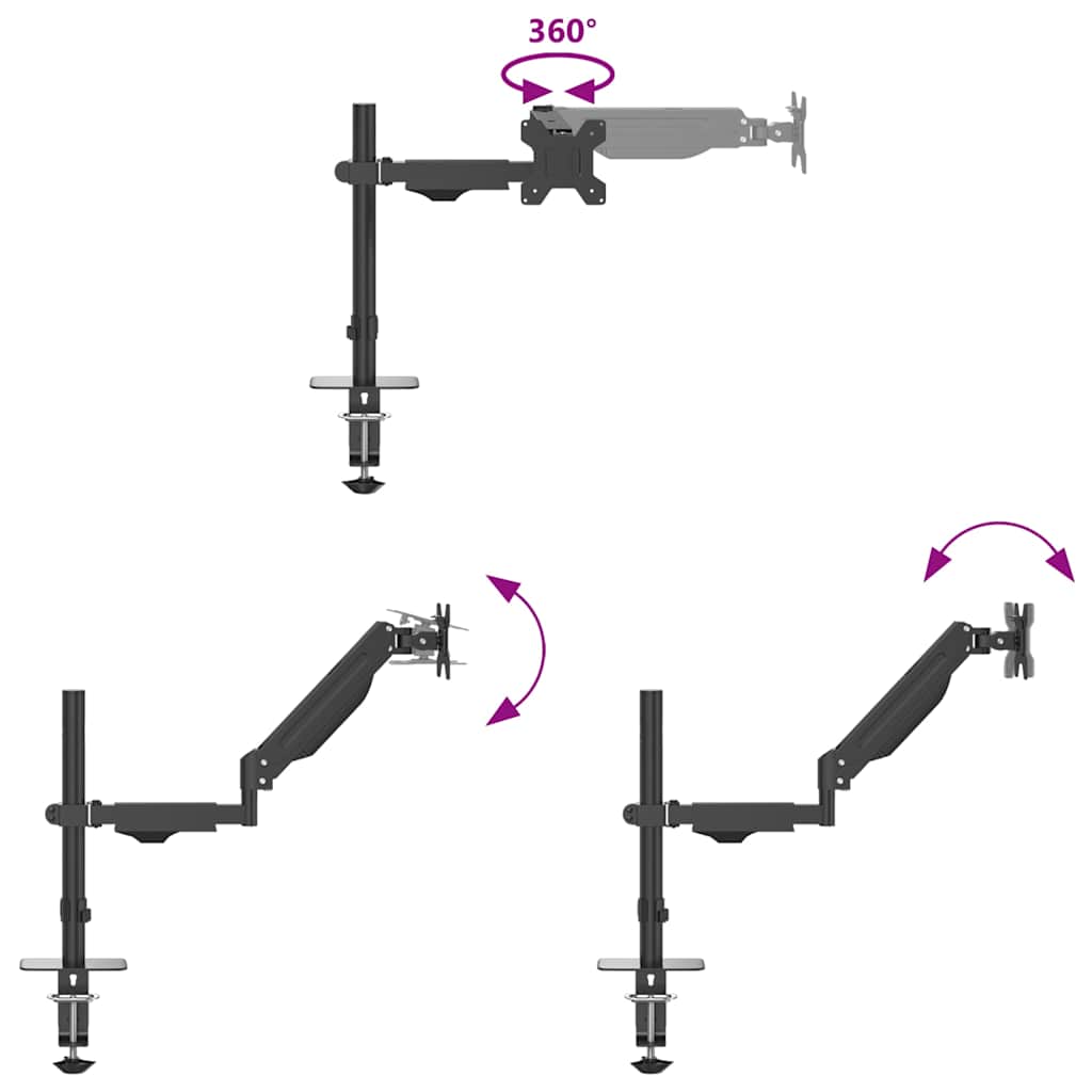 Bras de support de moniteur simple pour écran 27 pouces max, ressort à gaz 10 kg