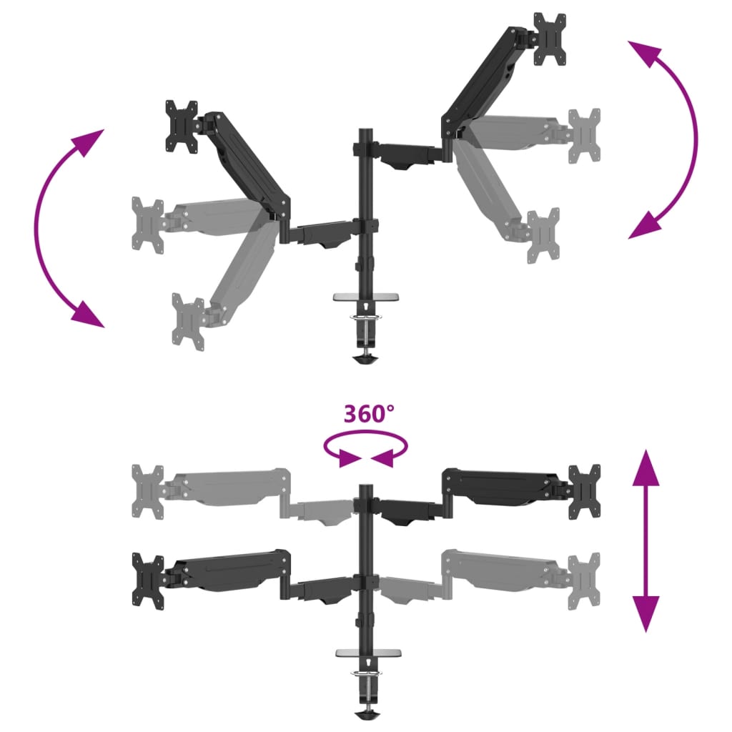 Dual Monitor Arm for Max 27 Inch Gas Spring 20 kg