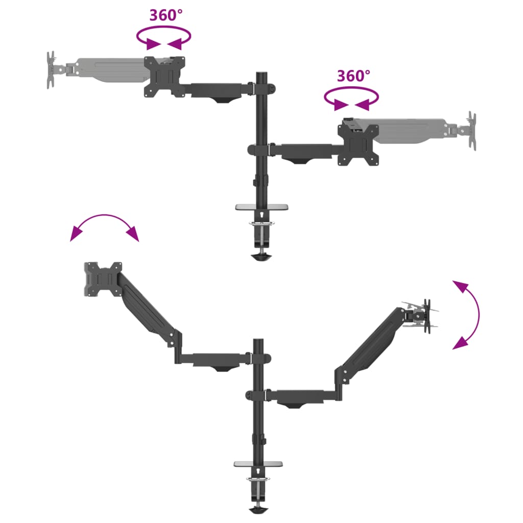 Dual Monitor Arm for Max 27 Inch Gas Spring 20 kg