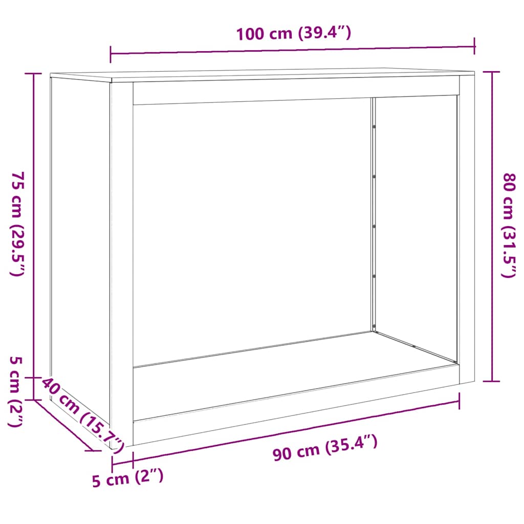 Brennholzregal 100x40x80 cm Wetterfester Stahl