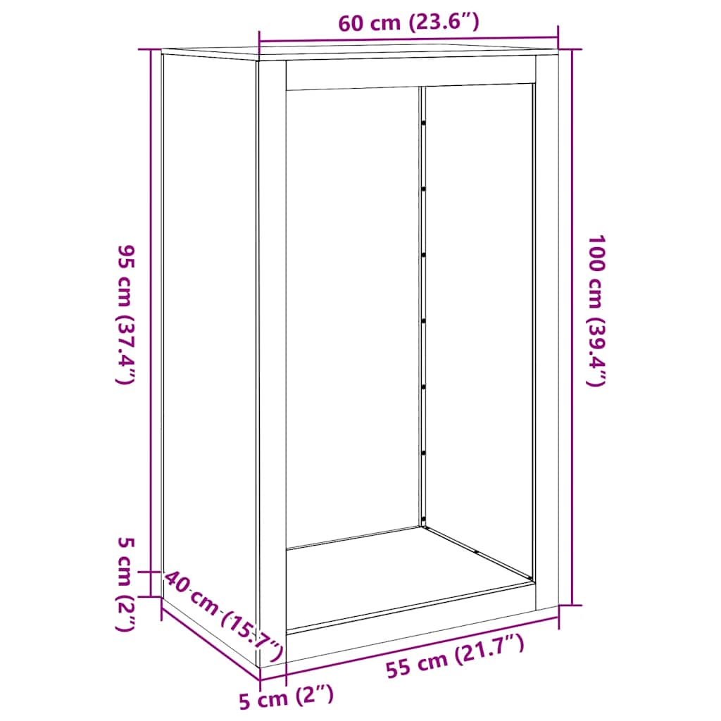 Brennholzregal Grün 60x40x100 cm Stahl