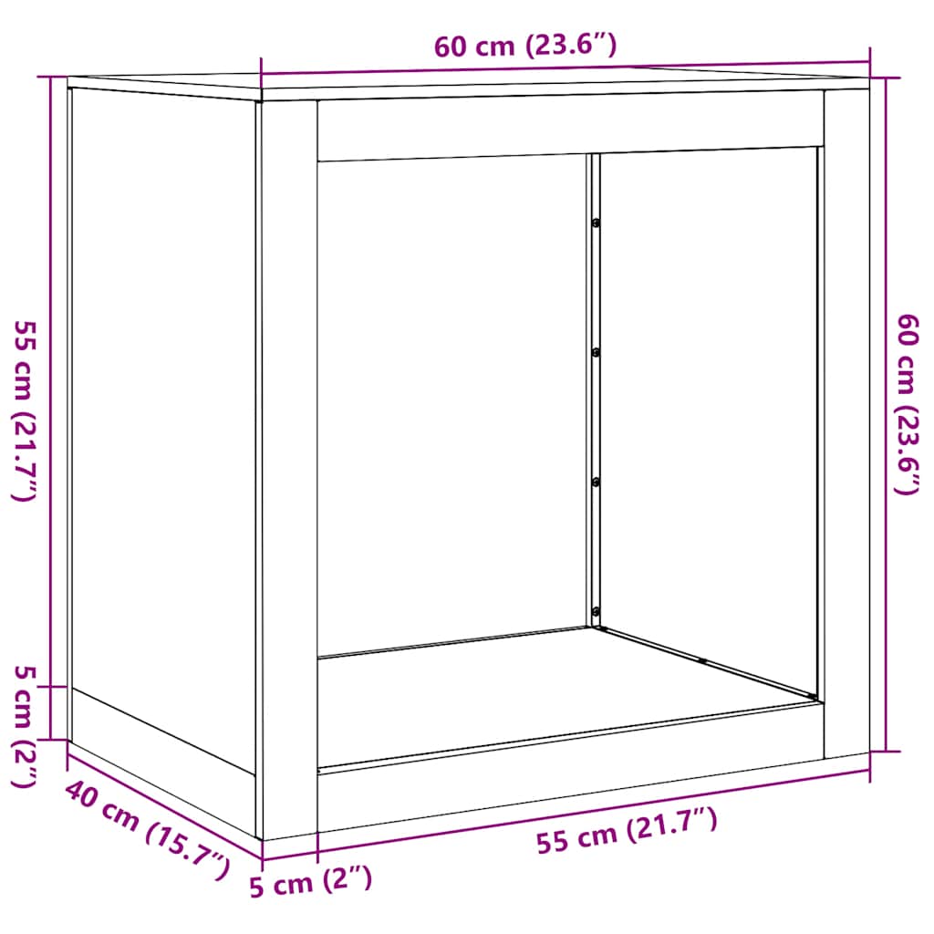 Brennholzregal 60x40x60 cm Wetterfester Stahl