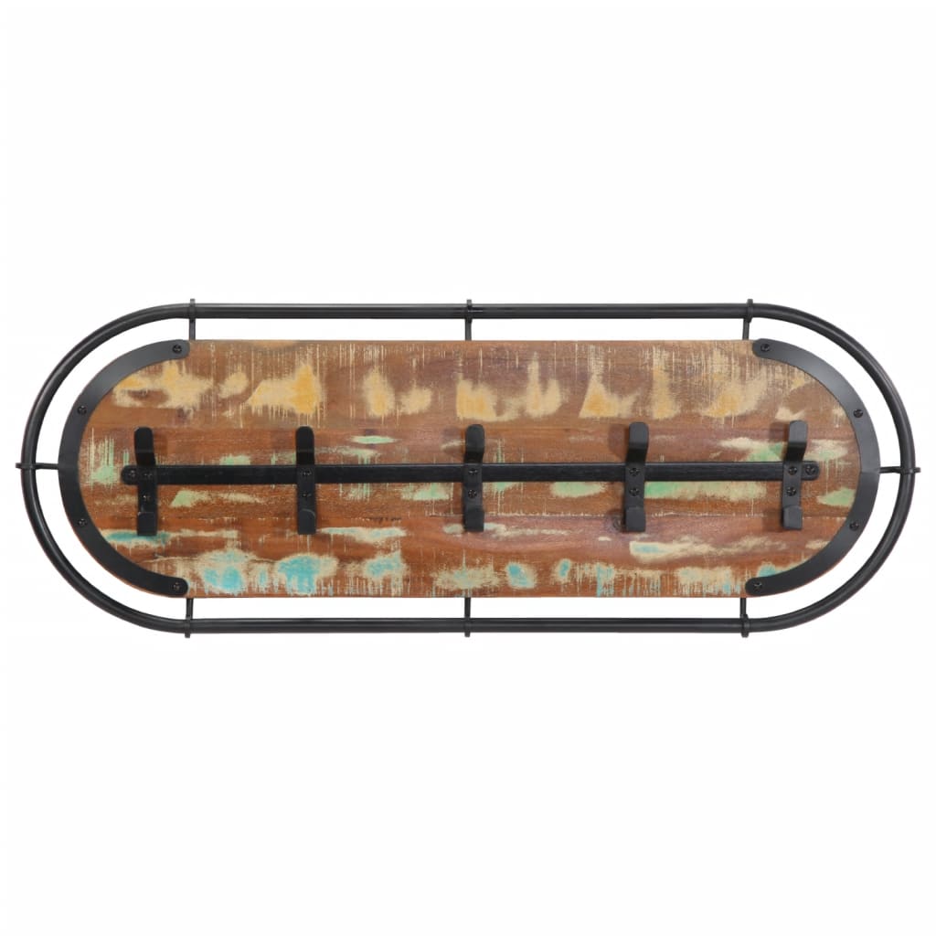 Porte-manteau mural 5 patères en bois massif recyclé