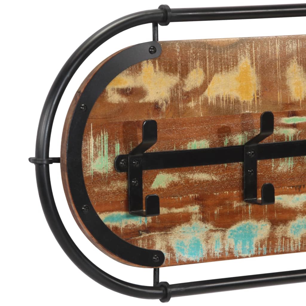 Porte-manteau mural 5 patères en bois massif recyclé