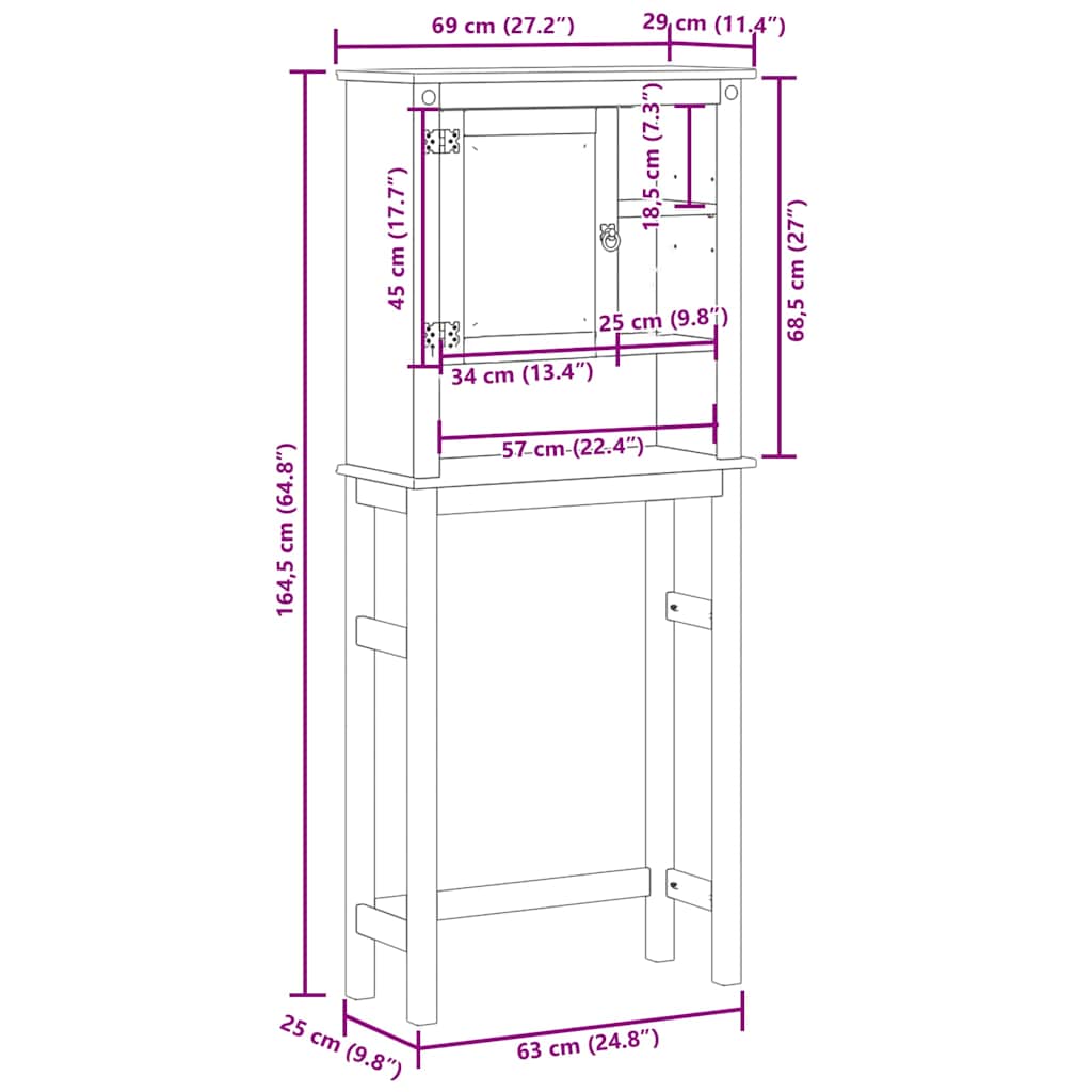 Waschmaschinenschrank Corona Massivholz Kiefer