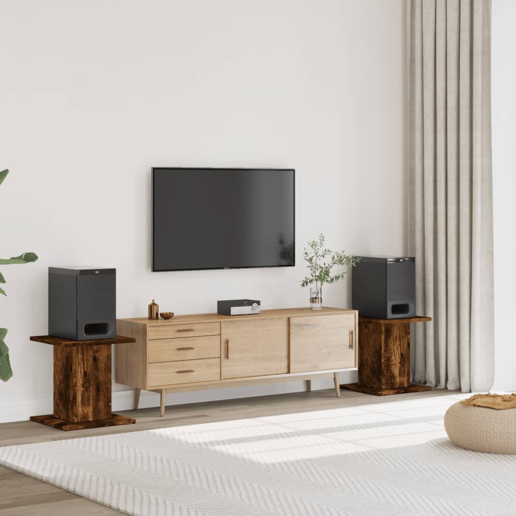 Pieds d'enceinte 2 pcs. Chêne fumé 30x30x40cm Matériau à base de bois