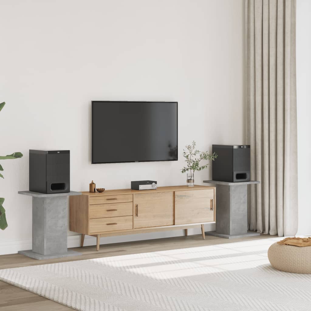 Loudspeaker Stand 2 pcs Concrete Grey 30x30x60 cm Wood-based Material