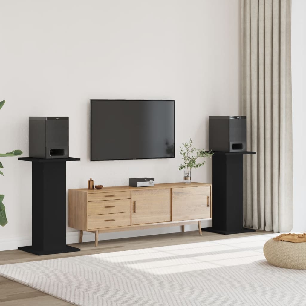 Pieds d'enceinte 2 pcs Noir 30x30x80 cm Bois d'ingénierie